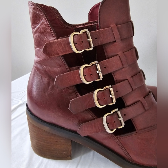 LATIGO Mila Women's Open Side Buckle Leather Boots, Block Heel - Picture 2 of 10